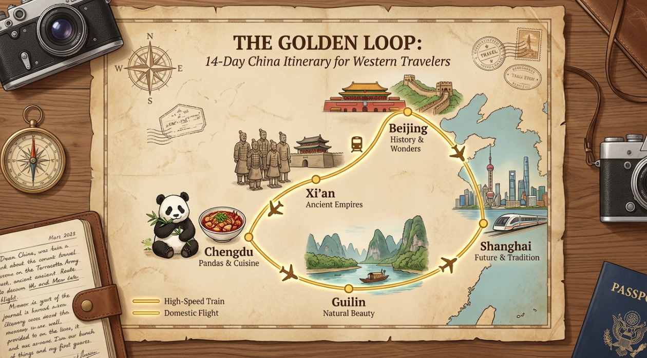 China 14-Day Itinerary: Golden Loop Route for First-Time Travelers | Beijing, Xi'an, Chengdu, Guilin, Shanghai